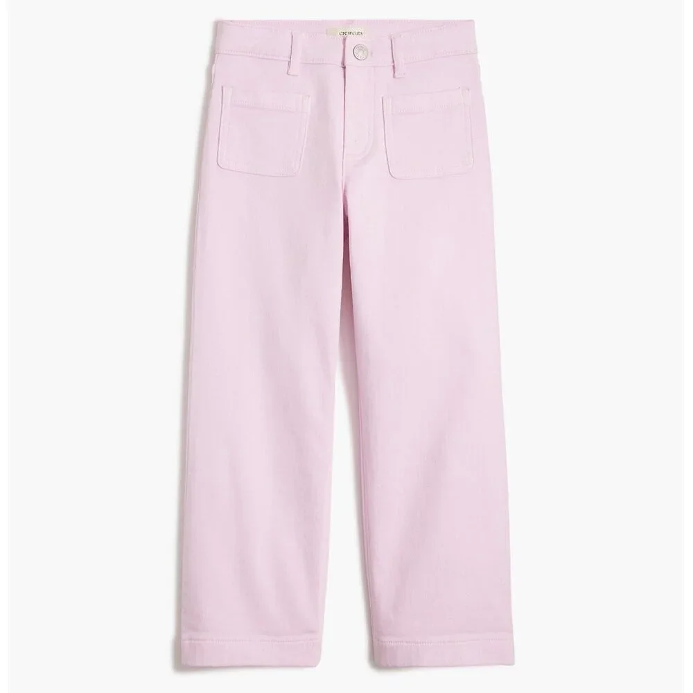 J.Crew Crewcuts Girl's Pink Patch-pocket Wide Leg Jeans Size 14